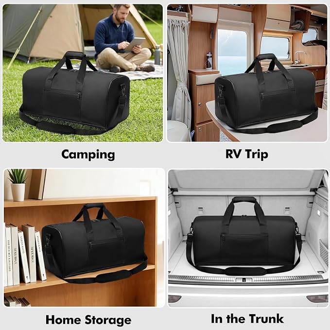 Large Waterproof Fireproof Document Bag, 24x12x12 in, Black | Portable 5200℉ fireproof document box with multi-pocket & adjustable shoulder strap, document organizer for cash, valuables