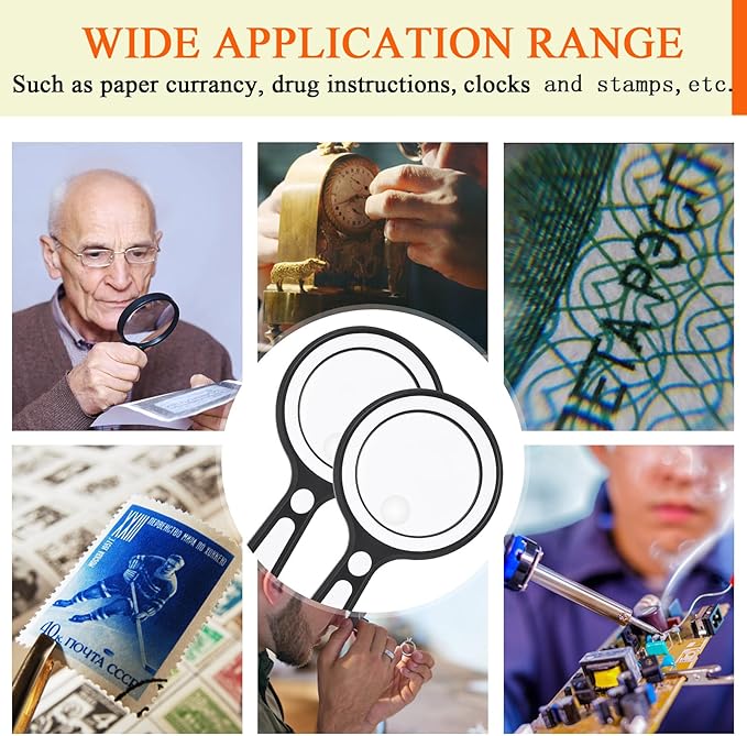 20X 30X Coin Magnifier, USB Rechargeable Lighted Magnifying Glass with Light Handheld for Currency Seniors Reading Crafts Jewelry Hobbies