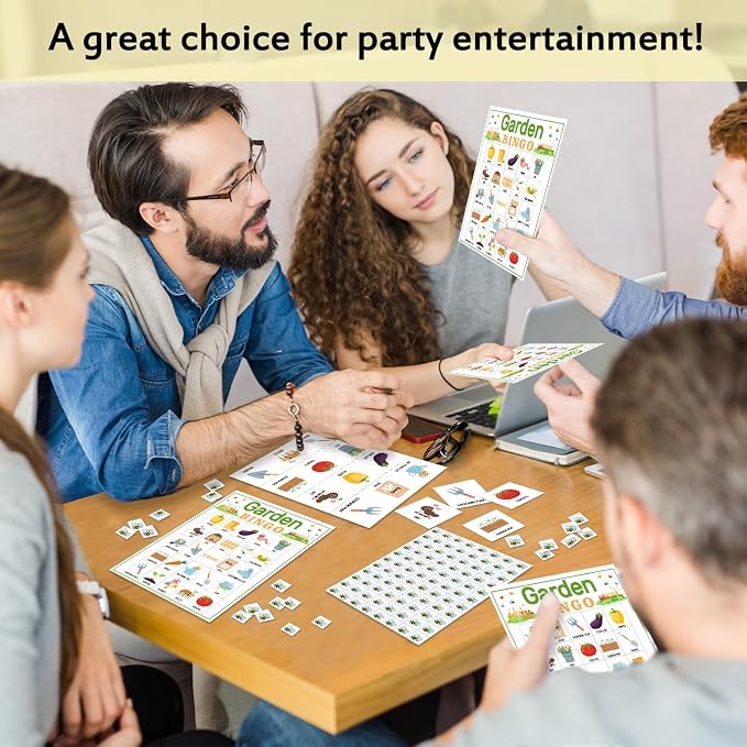 Garden Bingo Game Cards 24 Players Garden Theme Bingo Game for Adults Family Vacation, Garden Tea Party Favors Supplies Decorations/07