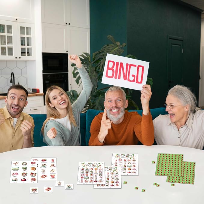 Strawberry Bingo Games - Summer Berry Bingo Card - 24 Players Bingo Game Set for Adult Family Friends - Indoor Outdoor Activities - Fruit Themed Birthday Party Favors Supplies -C07