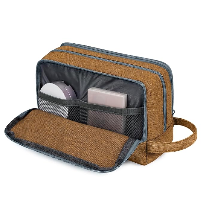 WANDF Travel Toiletry Bag for Men, Small Dopp Kit for Toiletries | Water-Resistant Fabric, Travel Bag for Toiletries, Compact Storage, Shaving Accessories, Weekend Trips