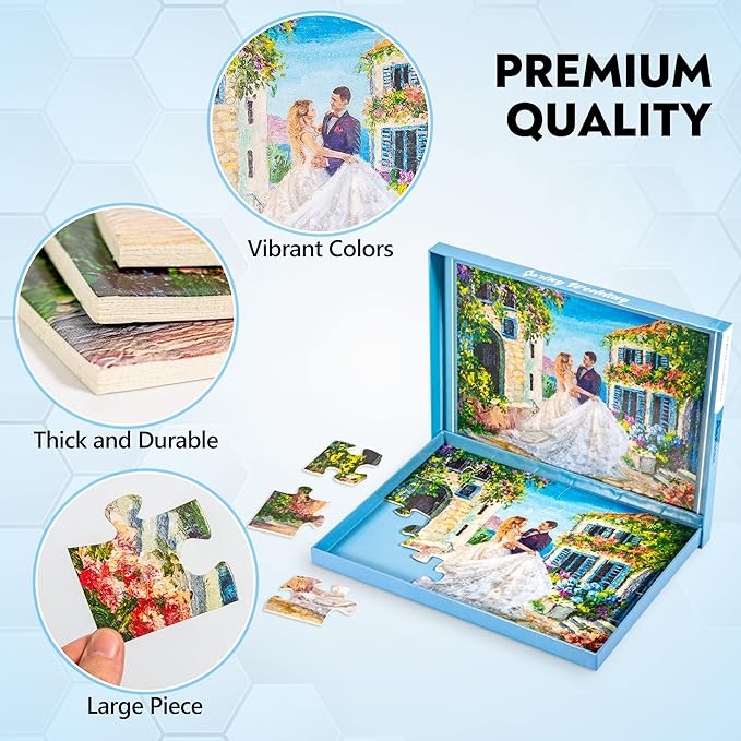 Assistex Large Piece Jigsaw Puzzle for Seniors with Dementia with Conversation Prompts, Large Piece Memory Game for Adults, Elderly, and Dementia Patients – Wedding Puzzle, 24 pcs