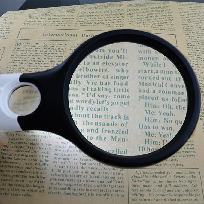 Magnifier 3 LED Light Handheld 3X 45X Glass Magnifier for Reading Jewelry | Portable, with bright white bulbs,for seniors, hobbyists, and repair workers, lightweight non-slip grip, daily tasks