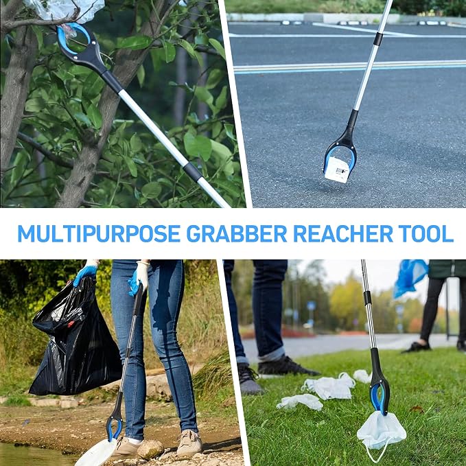 Grabber Reacher Tool -2 Pack 32” Reacher Grabber Tool with Strong Magnetic and Swivel Head - Pick Up Stick Grabbers for Seniors, Trash, Surgery Recovery Must Haves Gifts (Blue)