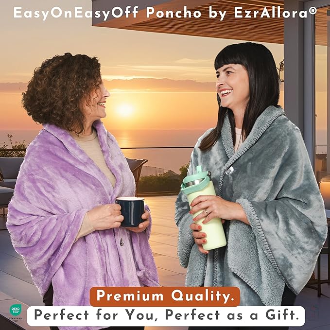 Premium Double Layer Wearable Blanket for Women -No Sleeves- Shawl with Pockets- Wrap Blanket- Gifts for Grandma (Powder Pink)