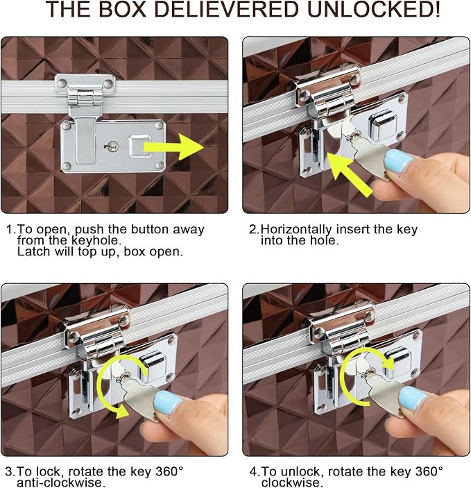 Storage Box with Key Lock, Lockable Medicine Storage Box, Empty First Aid Box, Security Lock Box, Multipurpose Locking Box for Home and Outdoor Use (Coffee, Small)