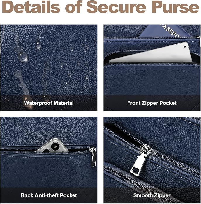 Anti-Theft Crossbody Purse for Women Travel Shoulder Bag