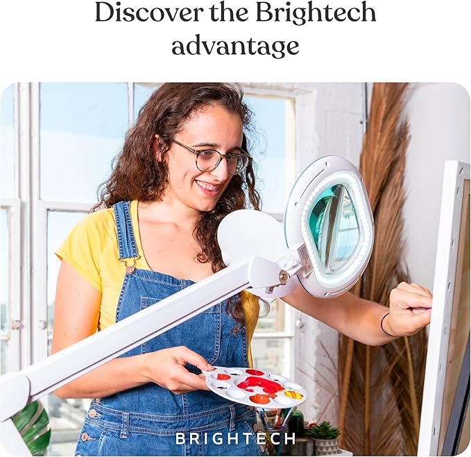 Brightech LightView Pro 2 in 1 Magnifying Floor Lamp & Table Lamp - Hands Free Magnifier with Bright LED Light for Reading - Work Light with Flexible Gooseneck - Standing Mag Lamp