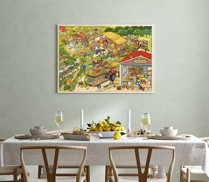 1000 Piece Jigsaw Puzzles for Adults, Harvest Farm Puzzle with 1:1 HD Poster, Precise Interlocking, Letter Markings on Back, Dust-Free, Stress Relief & Ideal Family Game Gift