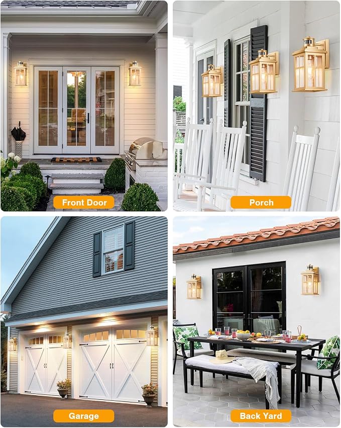 VIANIS 2 Pack Motion Sensor Outdoor Wall Lights, Modern Gold Exterior Garage Lighting Fixtures Wall Mount for House, Anti-Rust Waterproof Dusk to Dawn Front Porch Lights Wall Lantern Sconce for Patio | Anti-Rust Waterproof, Fade-resistant, Modern Gold ...