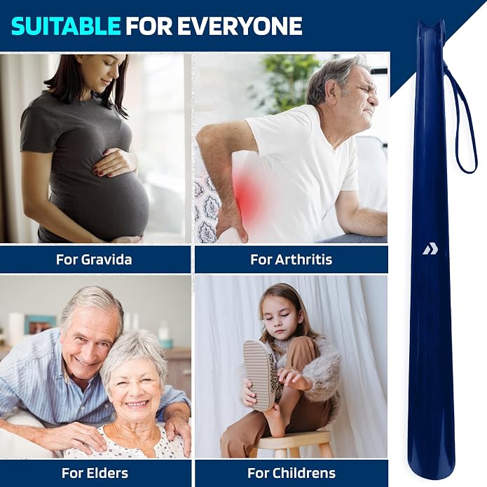 Nextnoid Shoe Horn Long Handle for Seniors - 16.5"-23" Straight & Sturdy Long Shoe Horn for Men, Women & Kids