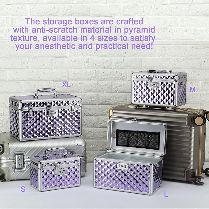 Storage Lock Box with Combination Lock, Lockable Medicine Storage Box, Empty First Aid Box, Security Lock Box, Multipurpose Locking Box for Home and Outdoor Use (Purple, Large)