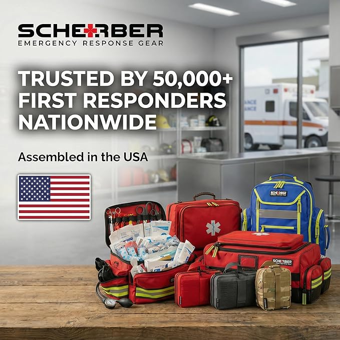 Scherber Premium IFAK Kit Trauma Pack | HSA/FSA Approved | Fully Stocked MOLLE Pouch w/CAT Tourniquet, HyFin Chest Seal, & Israeli Bandage | Trauma Kit for Gunshot, Bleeding, Major Wound Care (Black)