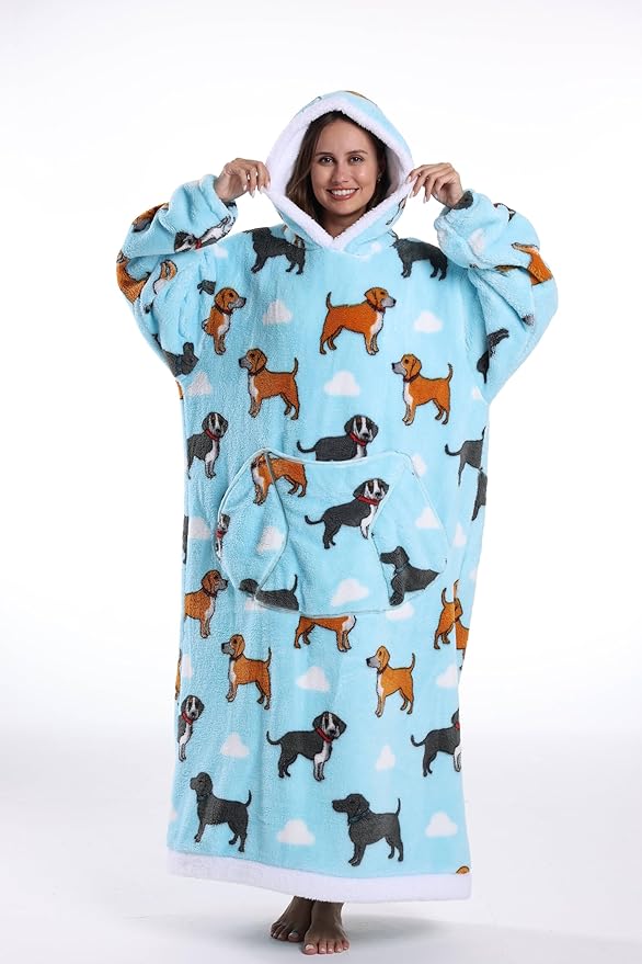 Blanket Hoodie, Long Hooded Blanket Sweatshirt as Birthday Gifts for Women Men, Long Wearable Blanket for Women Men.