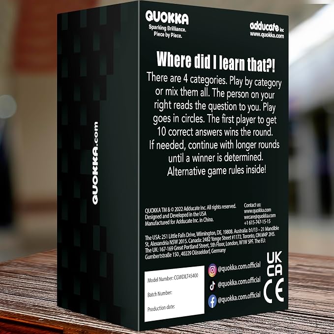 Trivia Card Games for Adults — Family Board Games for Teens and Adults | 2000 Questions Trivia Cards with Answers in Geography, History, Science, General Knowledge – Party Game for Family Game Night