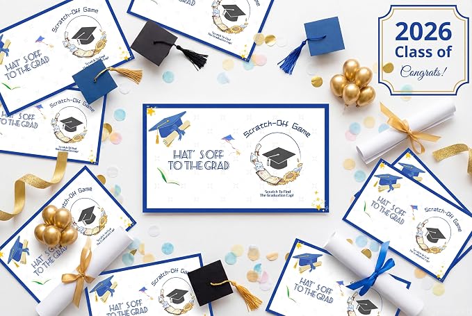 34PCS 2026 Graduation Scratch Off Game Cards & Stickers, Graduation Party Game, Senior High School & College Graduation Party Favors
