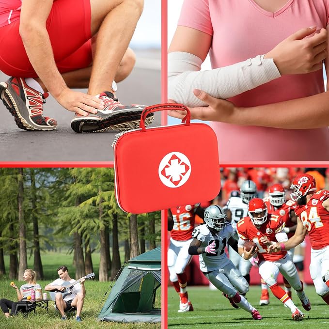 300PCS Home First Aid Kit for Hiking Car Home Emergency Kit First Aid Handheld Bag Multiple Purpose Case Outdoor Backpacking Gear for Disaster Preparedness Red