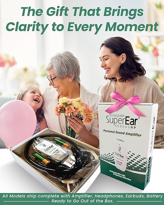 SuperEar Model SE9000HP for Seniors - Hearing Amplifiers for Seniors & Elderly, Super Ear Personal Sound Amplifier, Sound Amplifier Listening Device & Audio Accessories in 50dB Ambient Sounds Increase