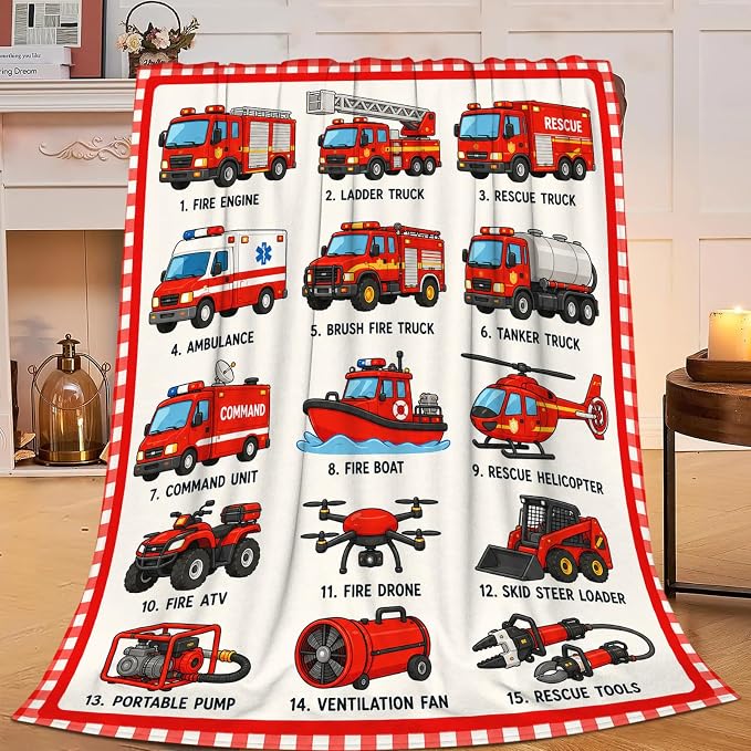 Yibuda Fire Rescue Throw Blanket Gift for Girl 80"X60" | Soft flannel throw blanket for couch, bed & travel, ideal for adults, kids & pet lovers, perfect cozy home decor gift.