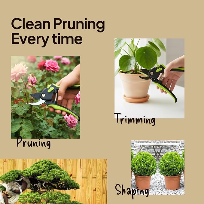 8.5" Professional Pruning Shears, Garden Clippers - Cuts 3X Easier Sharp Japanese Blade, Arthritis Friendly Garden Scissors for Seniors, Bonsai Cutters