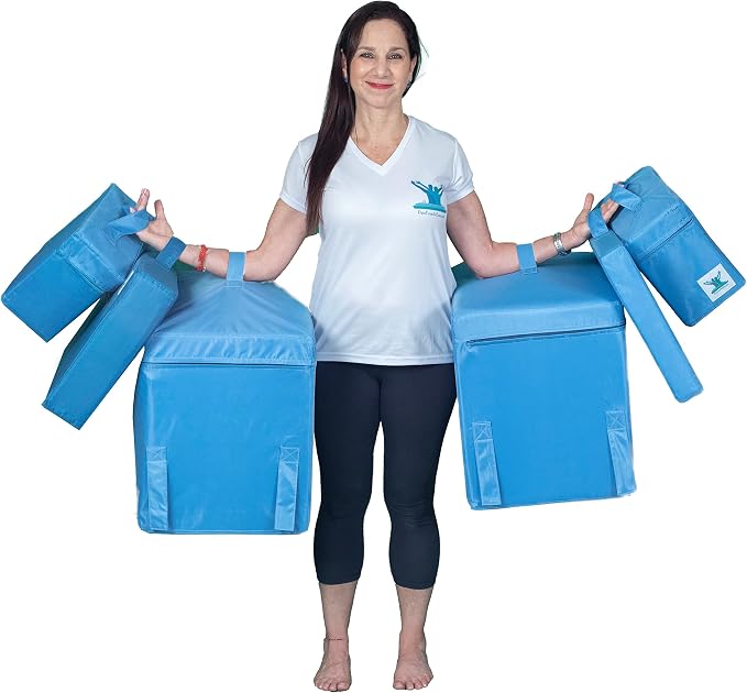 2pc Small Inflatable Blocks Bundle - Portable Posture Therapy Air Pillow, Support Resistance, Strength, Balance for Neck, Shoulder, Hips, Pelvis, Back, Lumbar, Knees & Lower Body Work