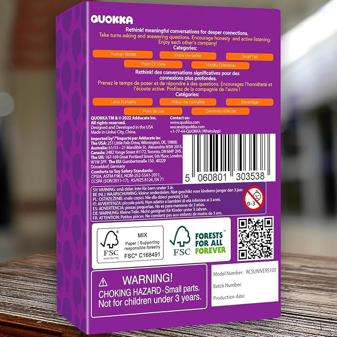 Quokka Conversation Cards Game - Fun Talking Board Game for Family Night | Universal Edition – 500 Questions – Original Version – Share Thoughts – Conversation Starter Cards for Kids, Teens and Family