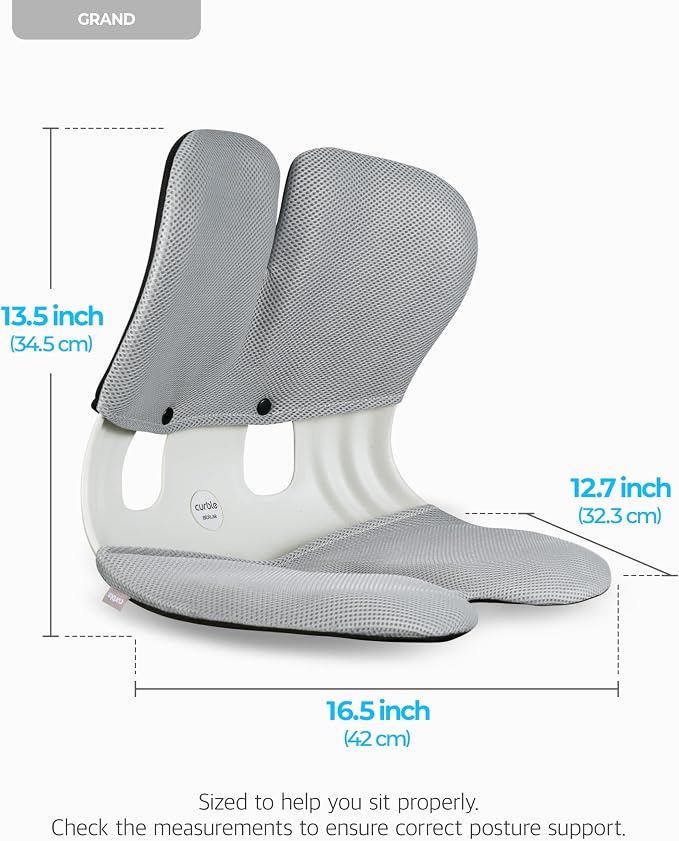 curble Grand Cover Set – Ergonomic Back Support, Washable & Detachable Cushion Cover Grand (Grey)
