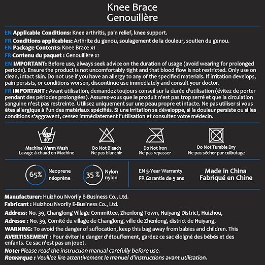 Nvorliy Plus Size Knee Brace for Knee Pain, Extra Large Knee Brace for Women and Men, Adjustable Knee Support with Side Stabilizers for Knee Pain Relief, Arthritis, ACL, LCL, MCL, Injury Recovery