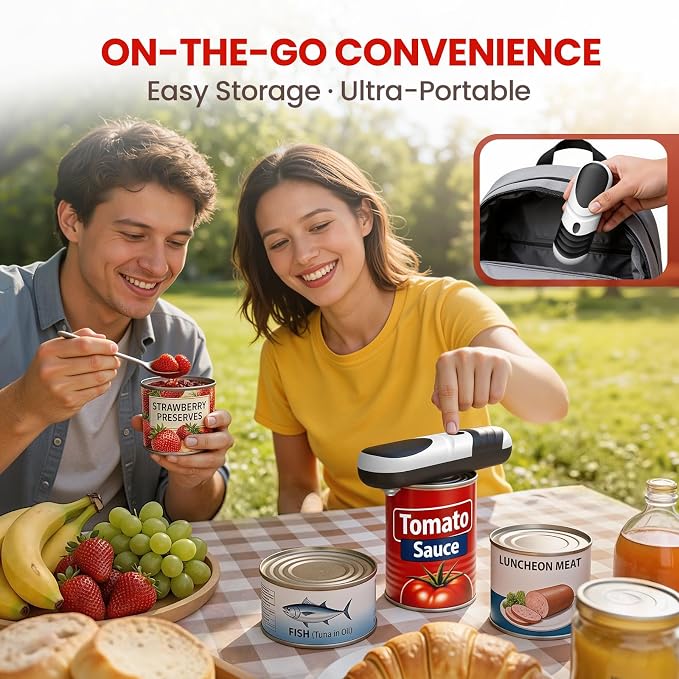 Electric Can Opener One Touch Automatic Can Opener for Seniors, Rechargeable Smooth Edge Can Opener with Magnetic Cover Catch, Food Safe Kitchen Gadget for Arthritis Hands