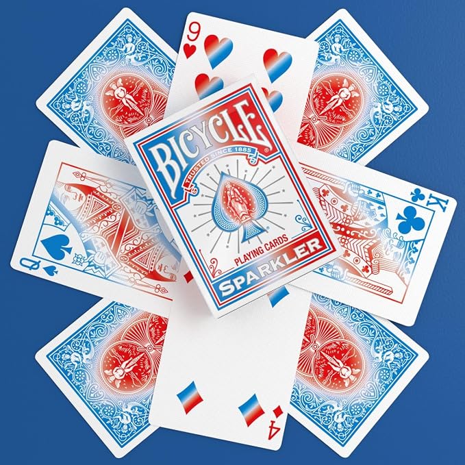 Bicycle Sparkler Playing Cards American Flag Fireworks Patriotic Deck | Red white and blue firework design, Patriotic USA 250th anniversary tribute, Air Cushion Finish, Made in USA