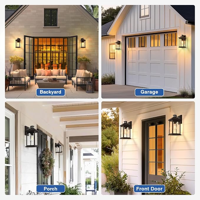 VIANIS Advanced Motion Sensor Light Outdoor, Exterior Lighting Fixtures | Waterproof Aluminum, Easy-to-Install, Water Glass, 2 Pack Large Bronze Porch Lights Outdoor for Porch, Garden, Front Door