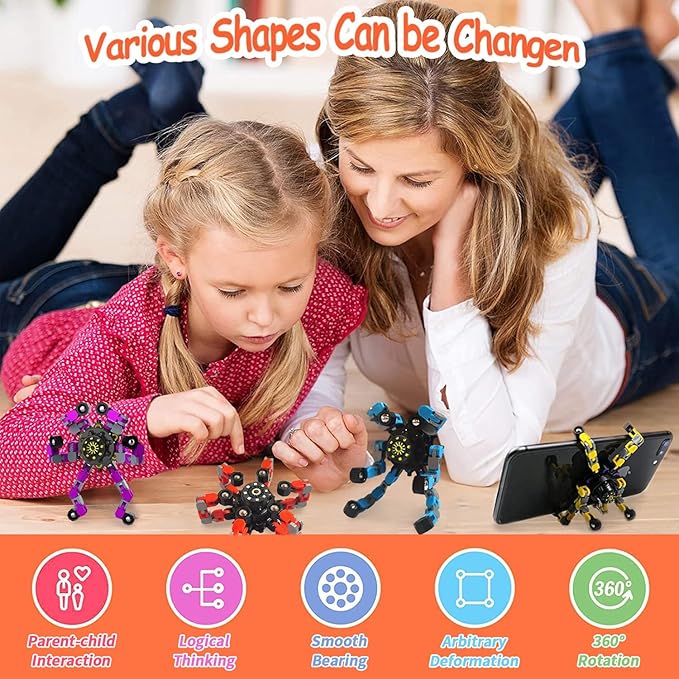 Transformable Fidget Spinners 36-Pack – Sensory Toys for Kids & Adults with ADHD, Autism, Anxiety Relief