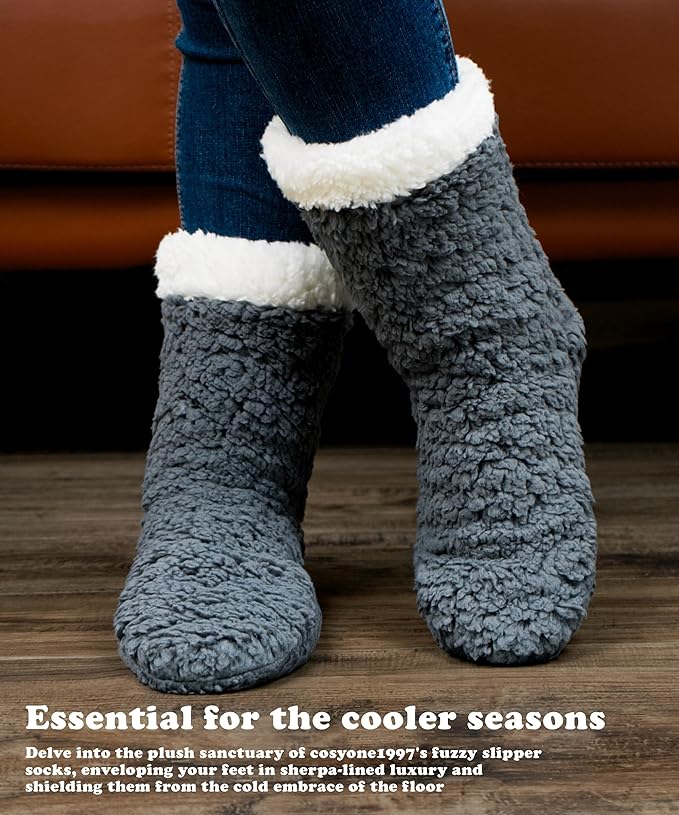 cosyone1997 Women's Fuzzy Slipper Socks with Non-slip Grippers, Cozy & Unique Gifts