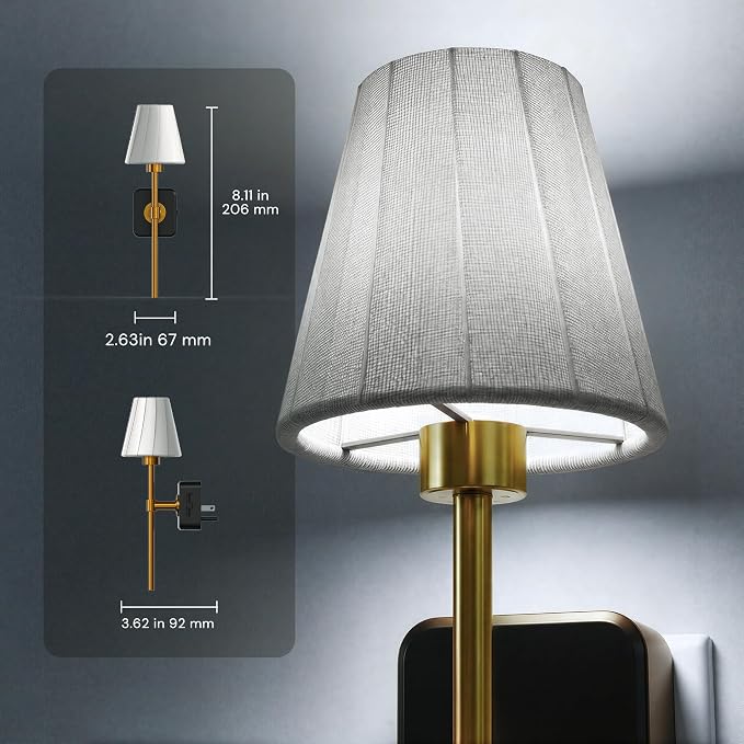 L LOHAS LED Night Lights Plug into Wall, Pleated Fabric Cover Night Light | White Fabric,5000K Daylight with 0-100LM Dimmable,Dusk to Dawn Sensor Vintage Nightlight for Bedroom Living Room
