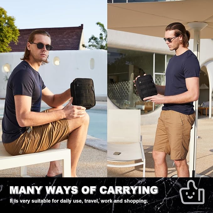 Storage Bag with Combination Lock Small Travel Medicine Lock Box Carbon Lined Tactical Molle Pouch Case Money Cosmetic Organizer