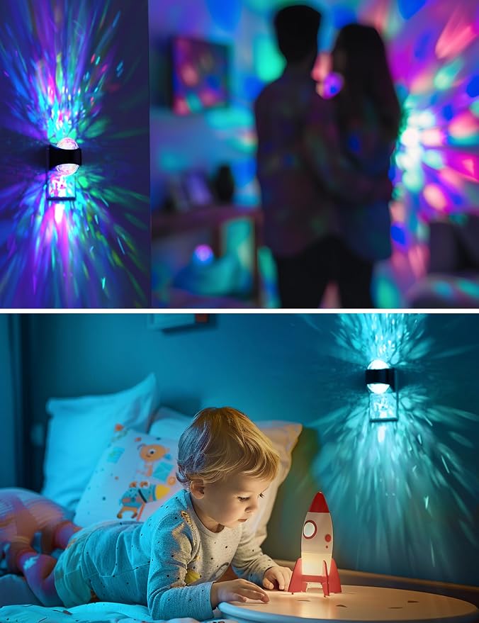L LOHAS LED Night Light,Night Light for Kids with Dusk to Dawn Sensor | 9 Color Changing, Star Projector Galaxy Nightlight for Playroom Home Decor Party Christmas Birthday Gifts, 2 Pack