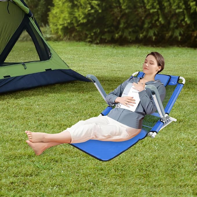 Adjustable Bed Backrest, Portable Folding Backrest for Elderly Patient Care, 20-75° Adjustable Lifting Back Support with 198 lbs Weight Capacity (Blue)