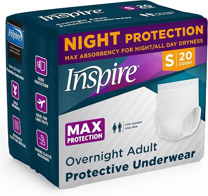 Inspire Adult Diapers Women or Men - MAX Absorbency | Our Most Absorbent and Dry, Incontinence Underwear for Women or Men | Leak Proof Diaper Overnight or Daytime for Heavy