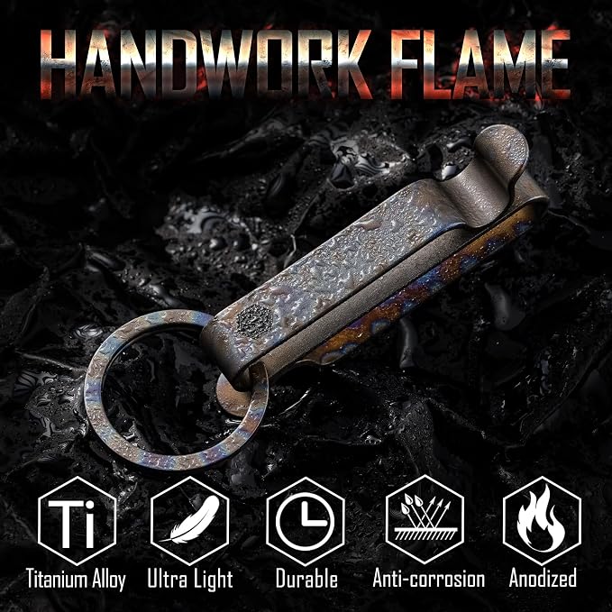 KeyUnity KM00 Titanium Belt Loop Keychain Clip Double Side Quick Release Key Holder with Detachable Key Ring