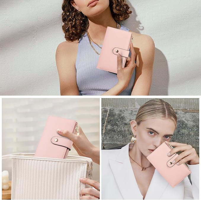 yiijay Womens Wallet RFID Blocking Leather Trifold Clutch Wallet Credit Card Holder Ladies Travel Wallet Purse with Passport/Pen Holder