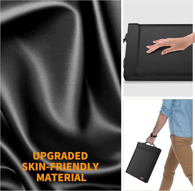6400℉ Fireproof Document Bag with Lid, Two Storage Pockets Fireproof Bag | 15.4"x11.4"x1.77" Waterproof Money Bag for Files, 12 Layers Heat Insulated Safe for A4 Legal Letter Size Files and Valuables