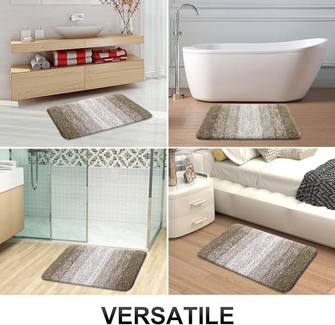 OLANLY Bathroom Rug Set 2 Piece, Soft Absorbent Microfiber Bath Mats and U-Shaped Contour Toilet Rug, Non-Slip, Machine Wash Dry, Plush Shaggy Bath Mats for Bathroom (24"x16"+U24 x20, Coffe)
