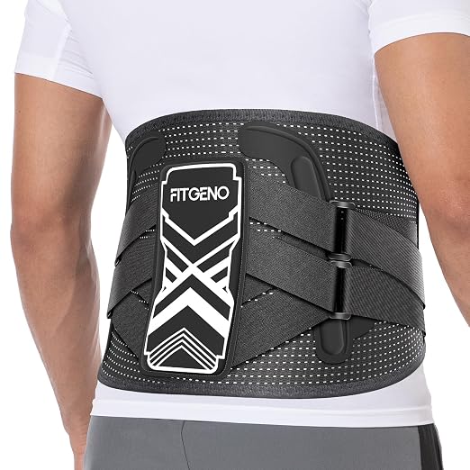 Fit Geno Back Brace for Lower Back Pain Relief: Adjustable Support with Ergonomic Lumbar Pad for Herniated Disc Sciatica and Lumbar Strain - Breathable Design for Men & Women (2XL/3XL/4XL)