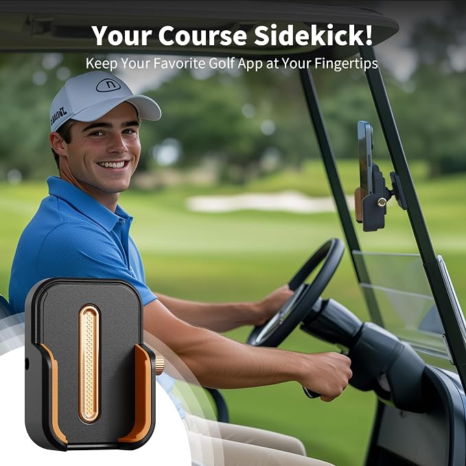 【2026 Upgraded】Full Metal Magnetic Golf Cart Phone Holder – Premium Golf Gift for Men, Compatible with EZGO, Club Car, Yamaha | Strong N52 Magnets | 360° Rotation | Works with iPhone, Samsung& More