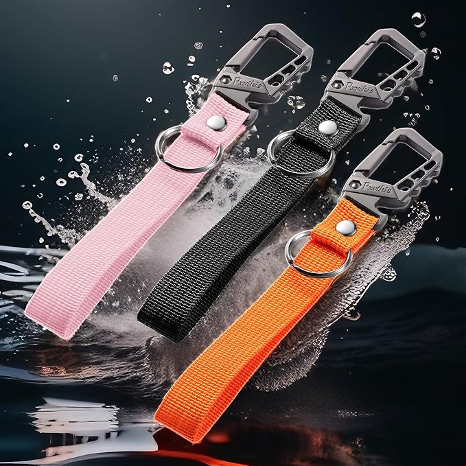 Metal heavy duty key chain carabiner clip bottle opener wrist lanyard ring car key fob unisex for men and women