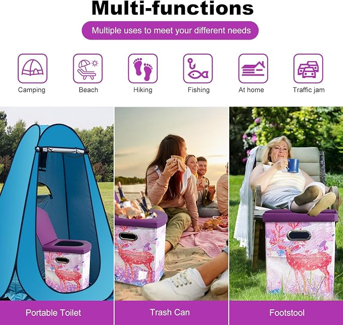 Ann Katy XL Portable Camping Toilet for Adults,Lightweight Folding Potty | Lightweight&Compact Potty with Lid for Adults and Kids,Portable Camping Toilets for Hiking,Beach,Boat,RV and Truck
