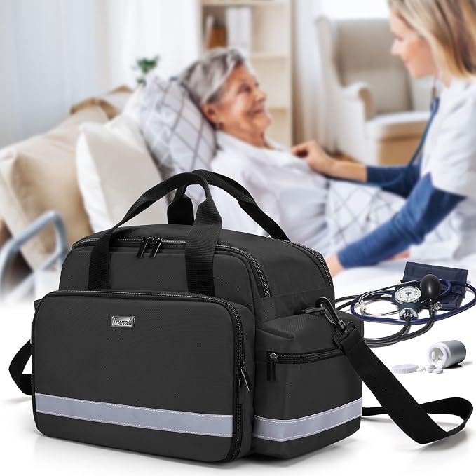 Trunab Home Health Nurse Bag Medical Bag Organizer with Handle | with Shoulder Strap for Home Visit, Travel, Nursing Student