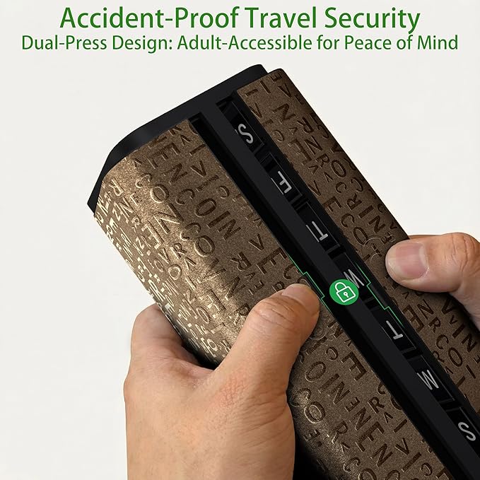 Aesthetic Pill Organizer 7 Day AM PM, Discreet 2 Times a Day Weekly Pill Box with Double Protection Shell, Large Capacity Portable Vitamin Case for Travel Meds & Medicine Organizer (Gold)