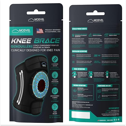Modvel ELITE Knee Brace for Men & Women – Patella Gel Pads & Side Stabilizers for ACL, Meniscus Tear, Arthritis & Injury Recovery – Maximum Support for Running, Sports & Joint Pain Relief