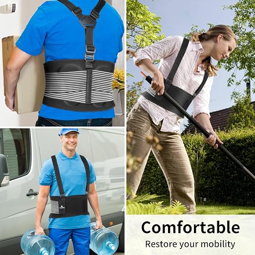 AllyFlex Sports® Back Brace Lower Back Pain Relief - Back Brace for Women and Men Under Clothes Lower Lumbar Support to Improve Posture - L